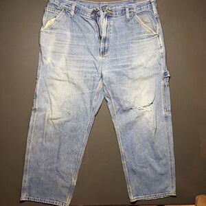 Size 40x30 Men’s RK Brand Carpenter Jeans Distressed Baggy Light Wash Workwear